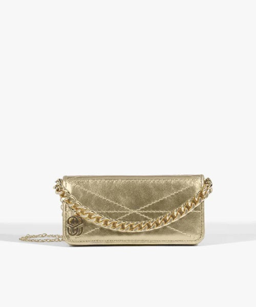 Bolsa Tiracolo Mika Pequena Couro Dourado