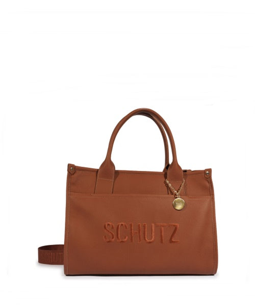 Bolsa Grande Marrom Detalhe Dourado