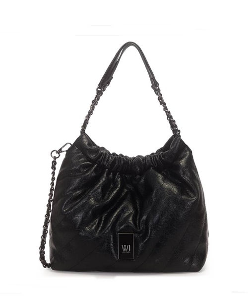 Bolsa Saco Grande Matelasse Com Alca Corrente Preto