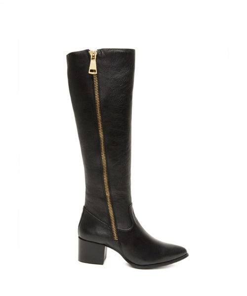 Bota Cano Alto Montaria em Couro Preto