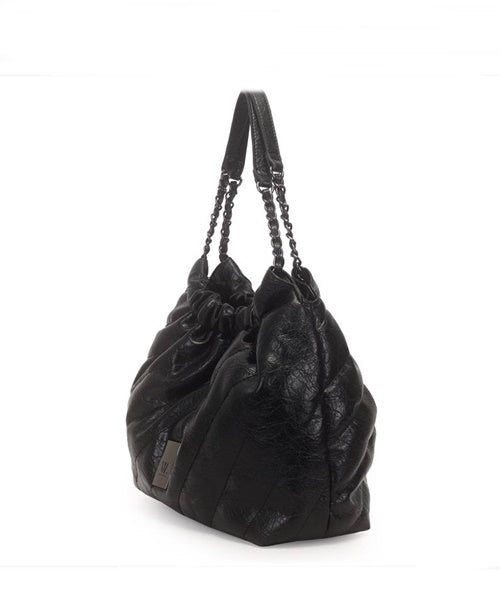 Bolsa Saco Grande Matelasse Com Alca Corrente Preto