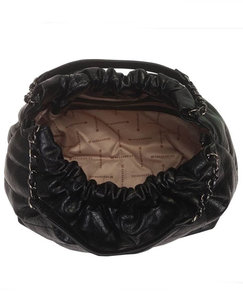 Bolsa Saco Grande Matelasse Com Alca Corrente Preto