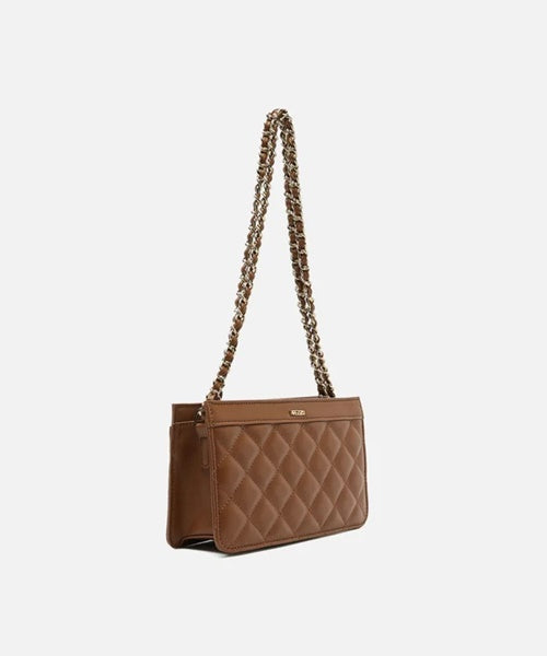 Bolsa Tiracolo Marrom Matelassê Pequena Detalhe