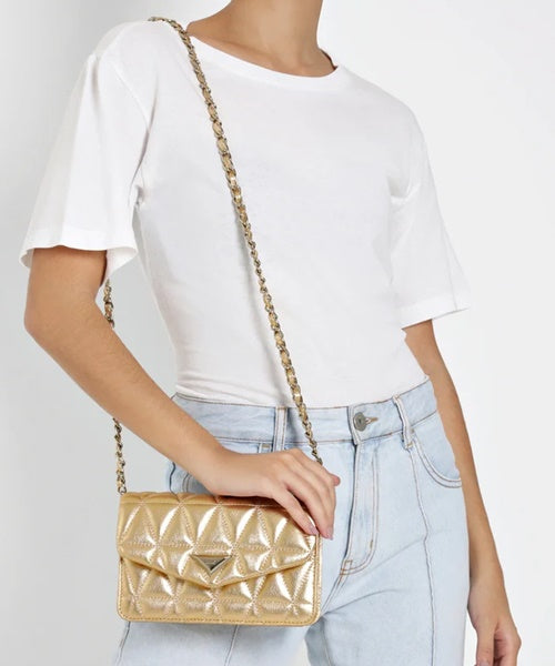 Bolsa Tiracolo Pequena 944 Couro Dourada