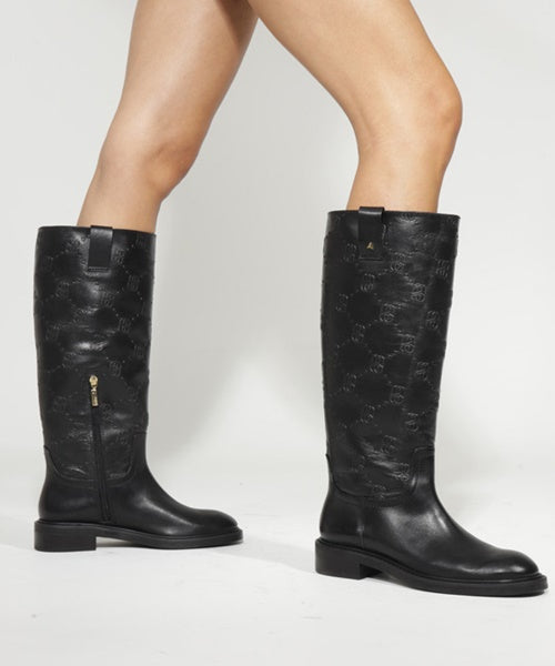 -Bota Icon Hologram Couro Preta