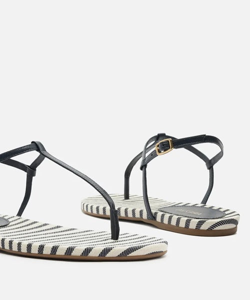 Sandália Rasteira Azul Listras Slim Navy -