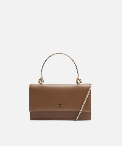 Bolsa Tiracolo Marrom Pequena Corrente Metal