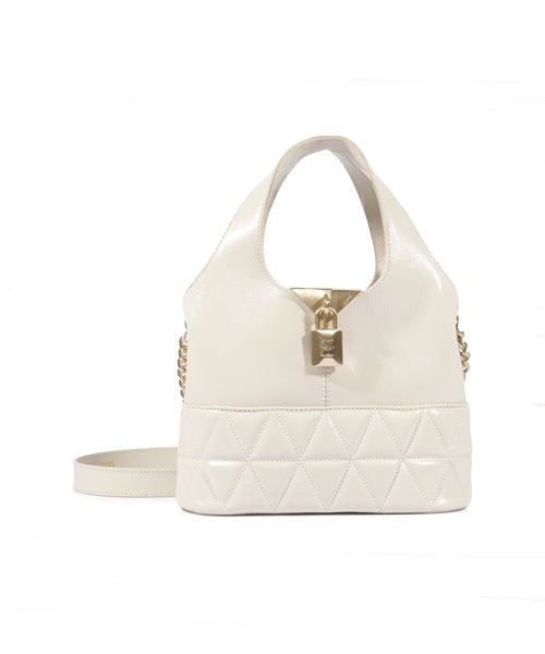 Bolsa Média Couro Alça Corrente Off White