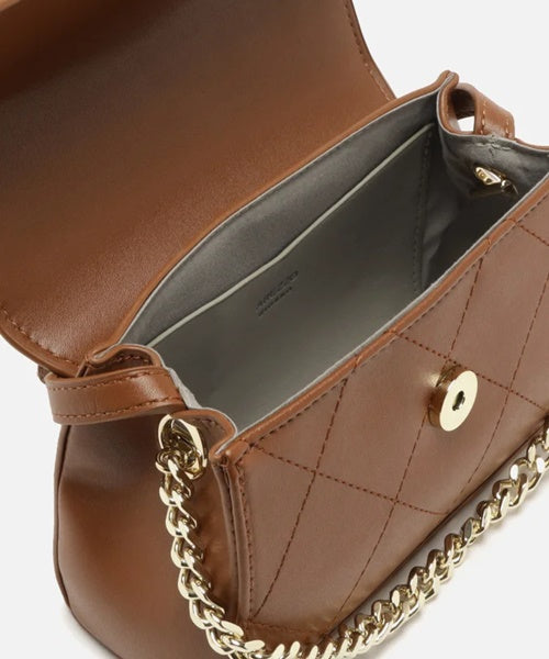 Bolsa Tiracolo Marrom Pequena Corrente Metal