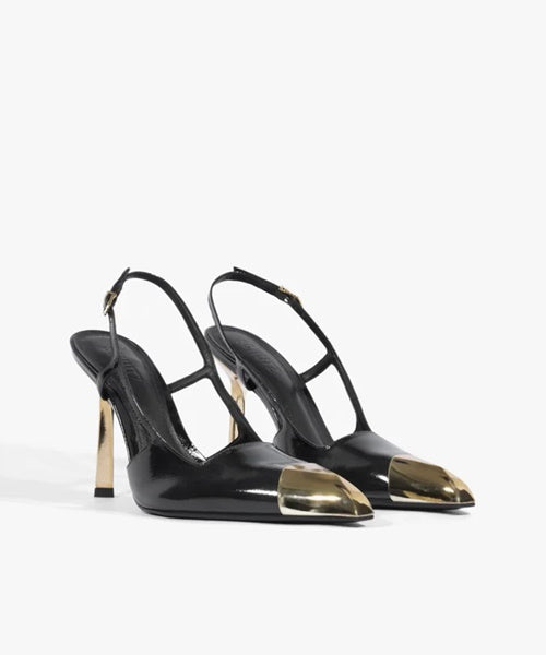 Scarpin Slingback Verniz Couro Preto