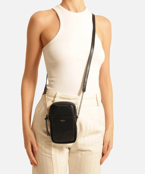 Bolsa Porta Celular Preta Pequena Alça Corrente