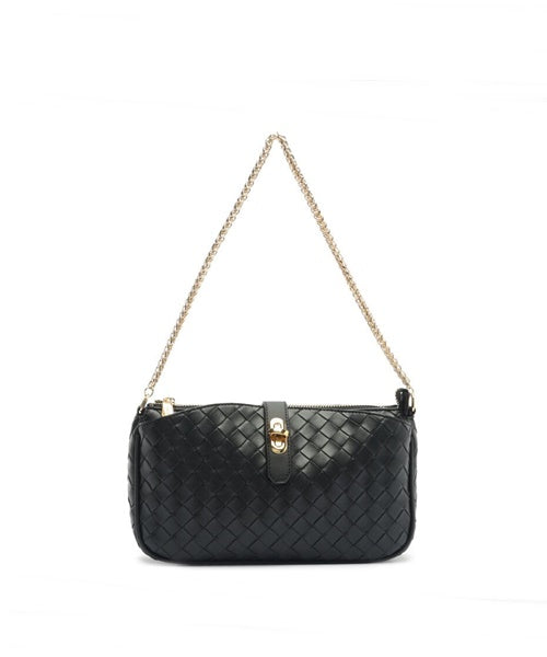 Bolsa Pequena Tressê Preto Alça Corrente