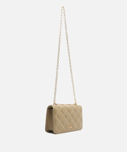 Bolsa Tiracolo Cinza Pequena Matelassê Corrente