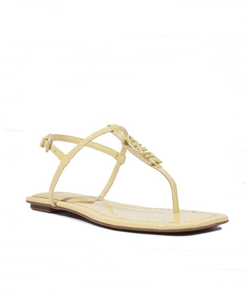 Sandália Rasteira Bico Quadrado Amarelo