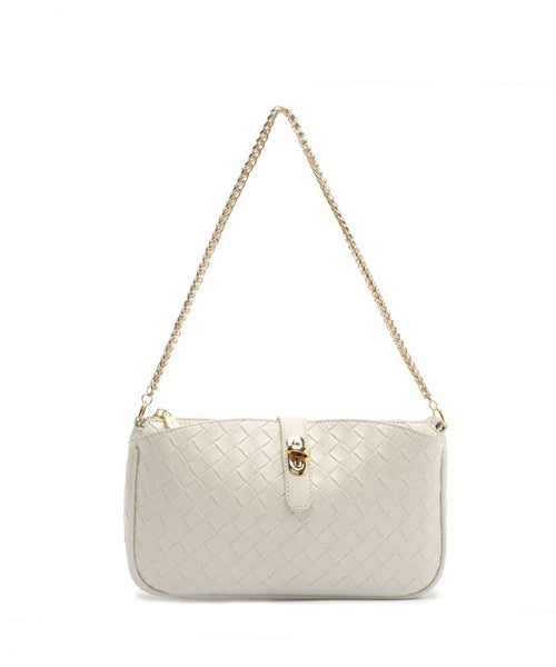 Bolsa Pequena Tressê Off White Alça Corrente