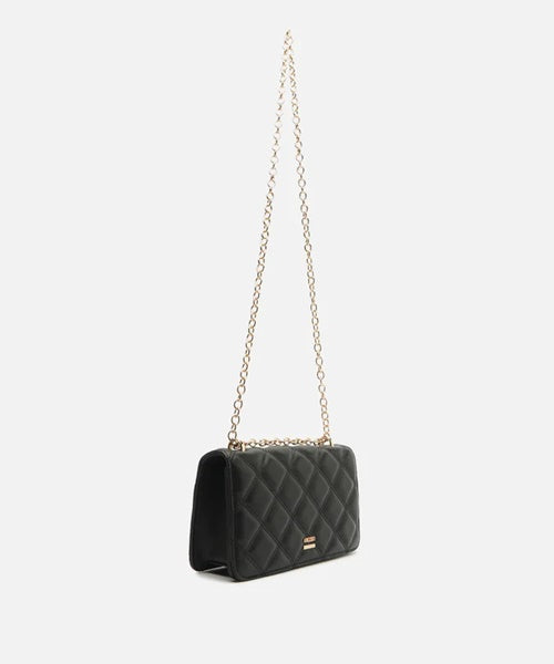 Bolsa Tiracolo Preta Pequena Matelassê Corrente