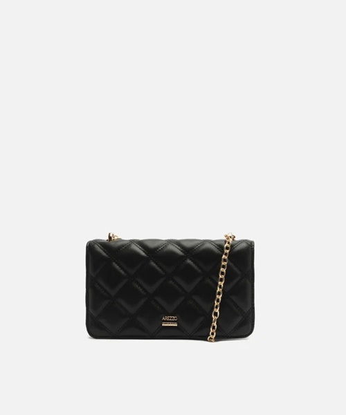 Bolsa Tiracolo Preta Pequena Matelassê Corrente