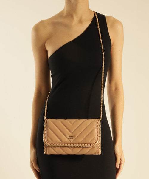 Bolsa Tiracolo Nude Pequena Matelassê Corrente