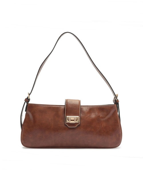 Bolsa Pequena Ombro Baguete Marrom