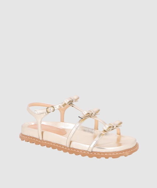 Sandália Papete de Laços Metalizado Dourado