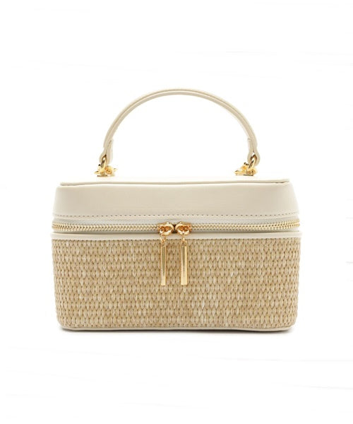 Bolsa Pequena Baú de Palha Off White