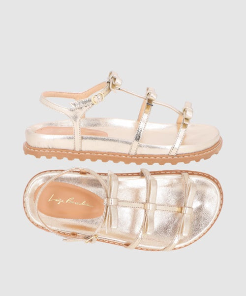 Sandália Papete de Laços Metalizado Dourado