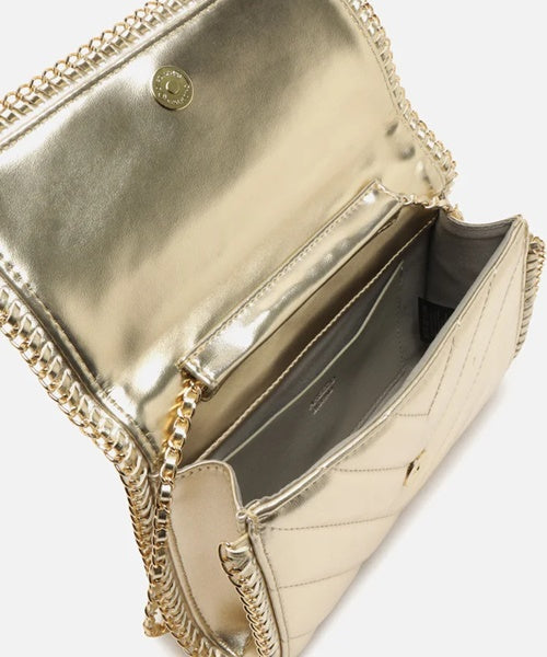 Bolsa Tiracolo Dourada Pequena Matelassê Corrente