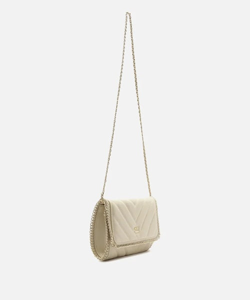 Bolsa Tiracolo Off-White Pequena Matelassê Corrente