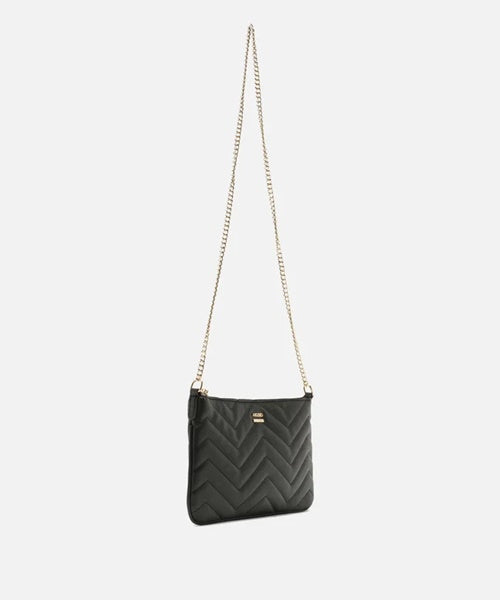 Bolsa Tiracolo Preta Matelassê Pequena Corrente