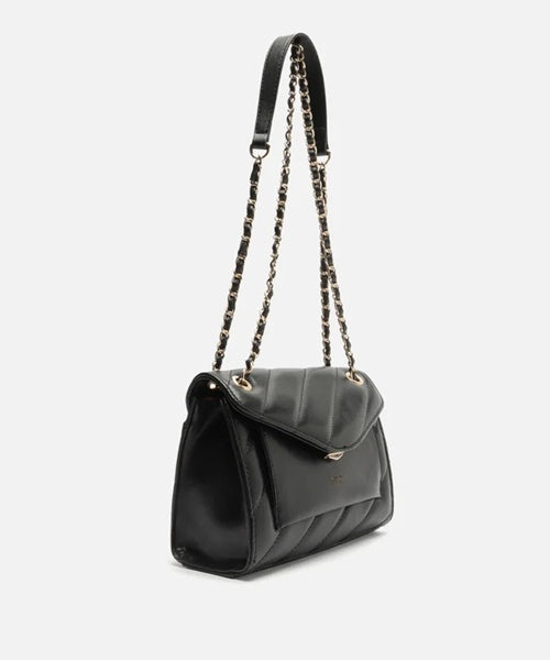 Bolsa Tiracolo Preta Pequena Matelassê Corrente