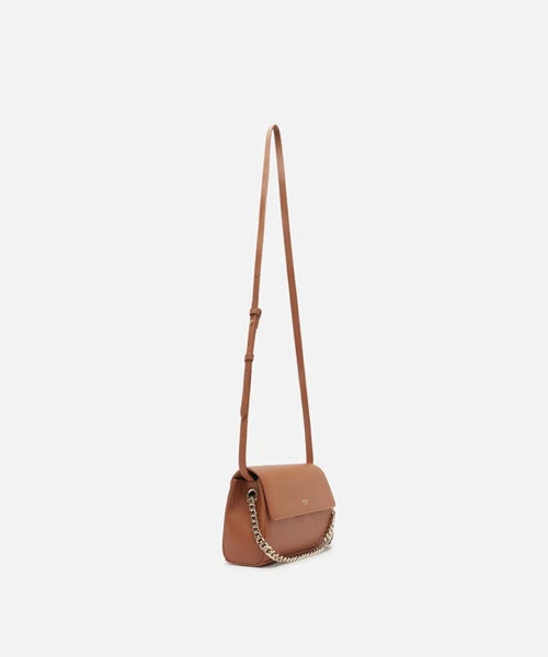 Bolsa Tiracolo Marrom Média Matelassê Alça Corrente