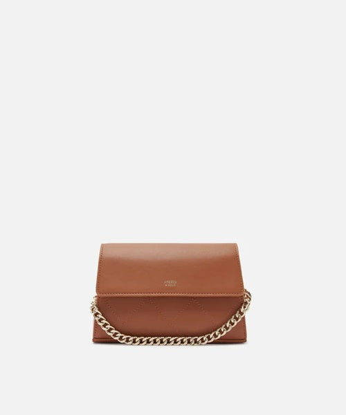 Bolsa Tiracolo Marrom Média Matelassê Alça Corrente