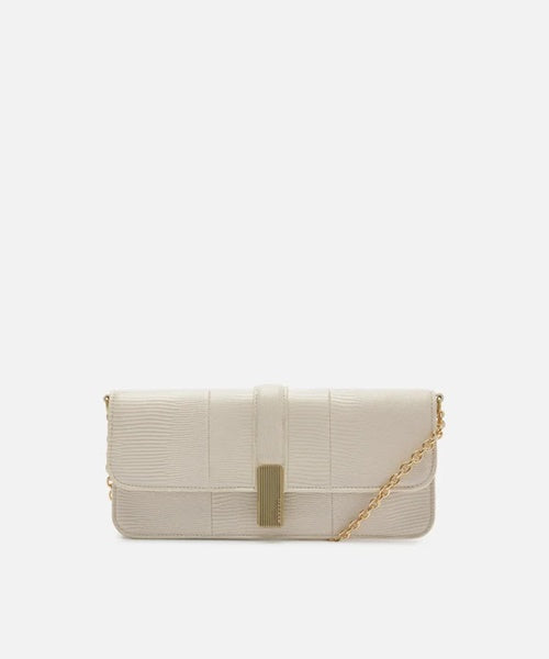 Bolsa Clutch Branca Média Snake Corrente Metais