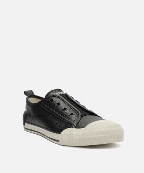 Tênis Slip On Preto Couro Elástico
