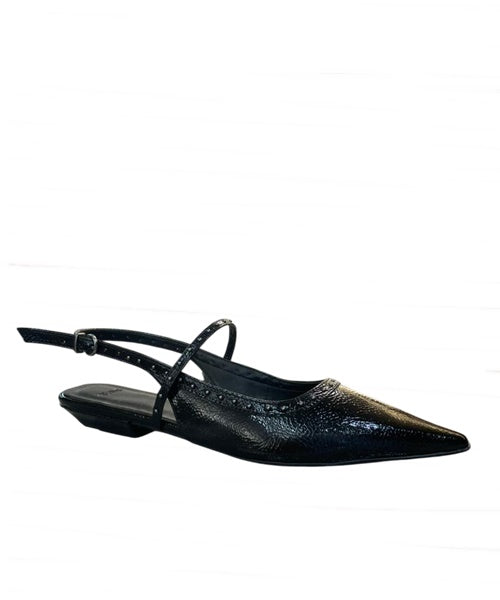 Sapatilha Slingback Bico Fino Verniz Preto