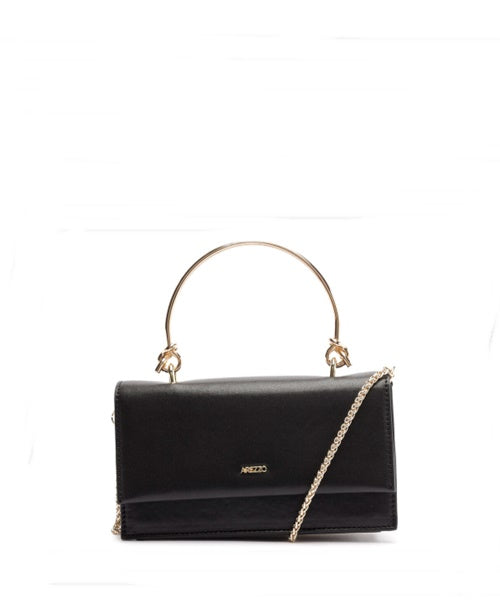 Bolsa Tiracolo Preta Pequena Corrente Metal