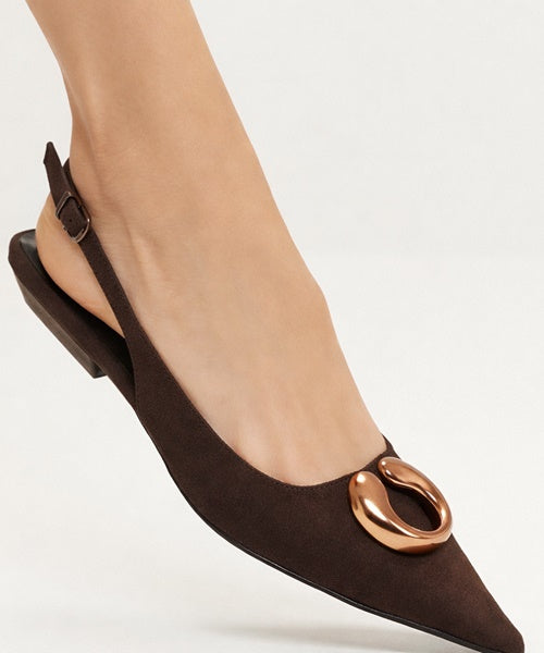 Sapatilha Slingback Suede Café