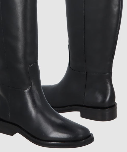 -Bota Montaria Cano Alto em Couro Preto