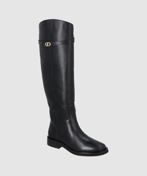 -Bota Montaria Cano Alto em Couro Preto