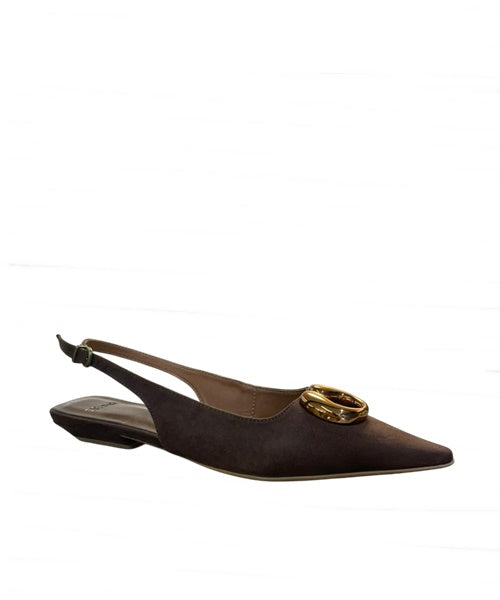 Sapatilha Slingback Suede Café