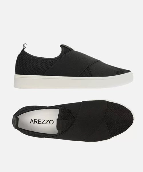 Tênis Slip On Preto Tecido Elásticos