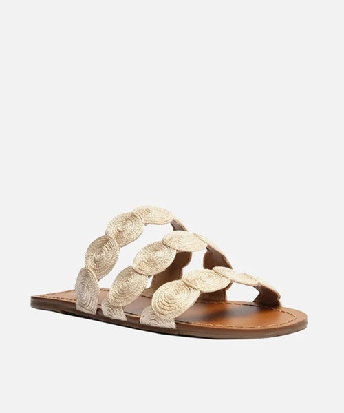 Rasteira Off-White Tiras Bordadas -
