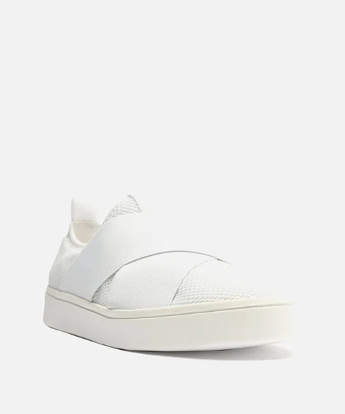 Slip On Branco Tecido Sola Baixa Elásticos -