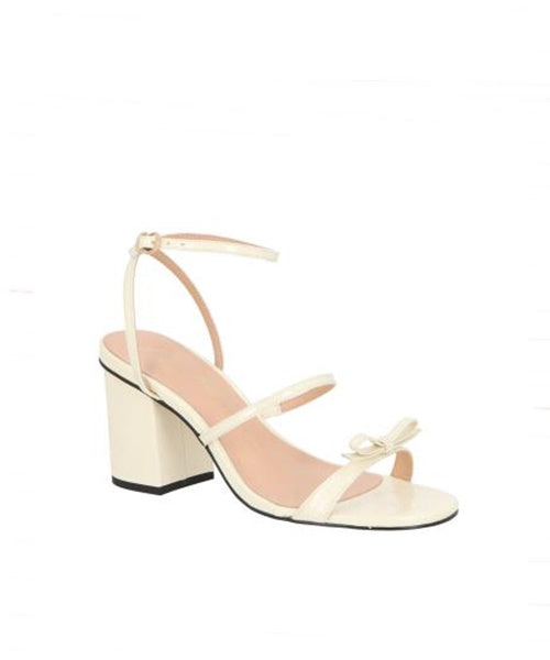 Sandália Salto Bloco Médio Verniz Off White