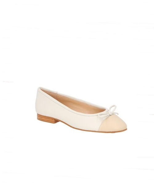 Sapatilha Bicolor em Couro Off White e Nude