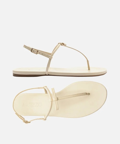 Sandália Rasteira Off White Tiras Slim Laço