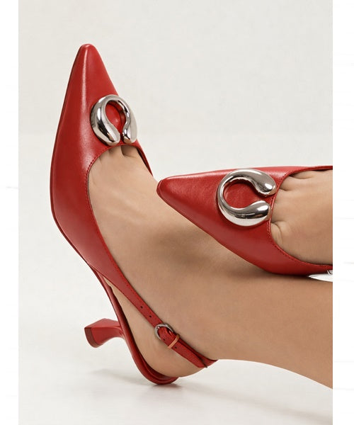 Slingback Salto Baixo Rubi