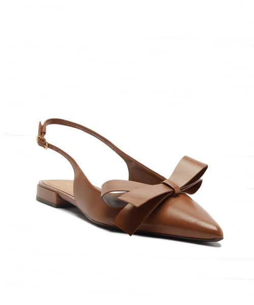 Sapatilha Slingback Marrom Laço