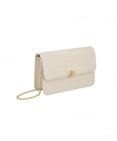 Bolsa Pequena em Couro Croco Off White