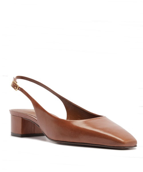 Sapato Slingback Couro Caramelo